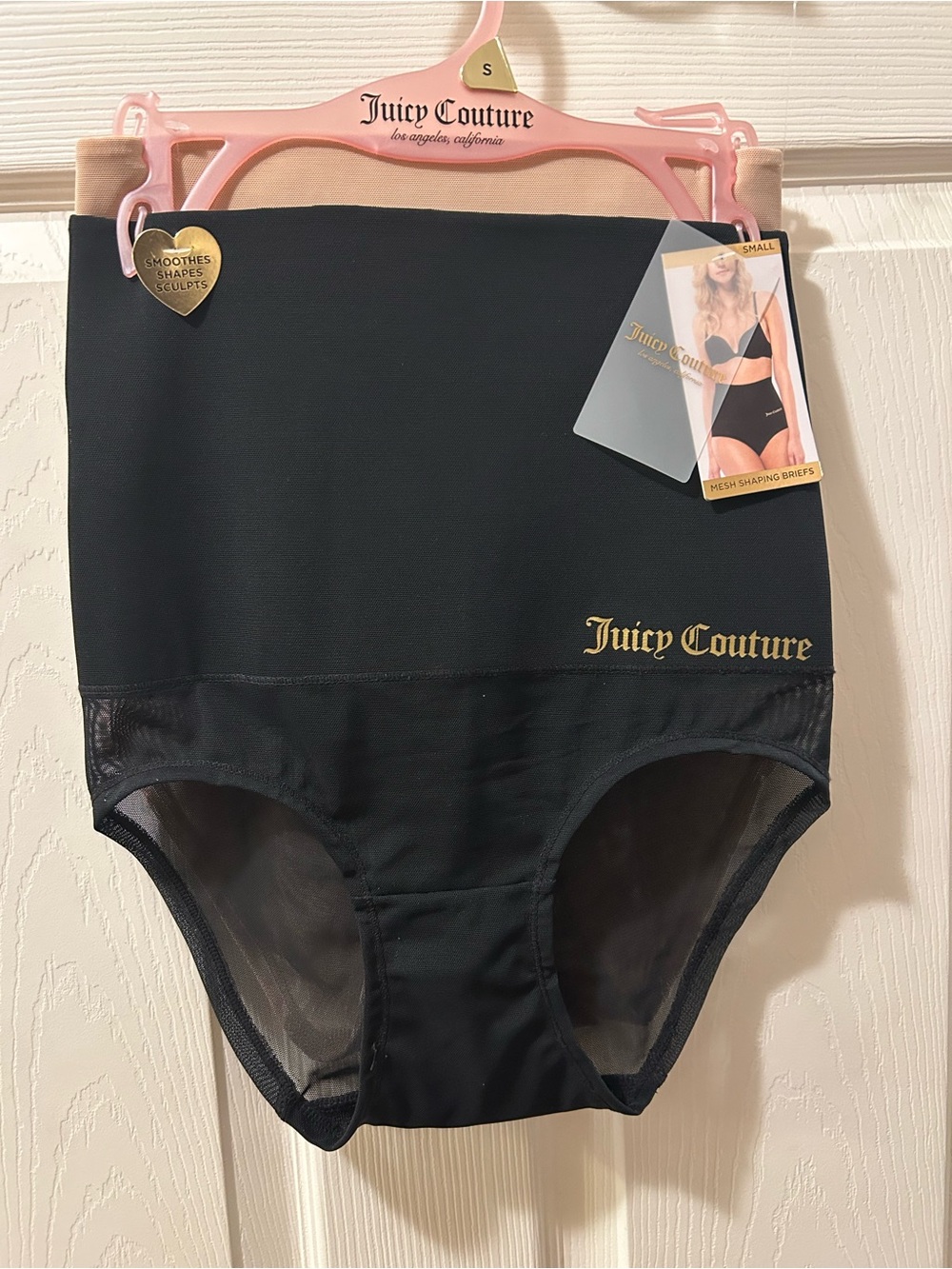 Juicy Couture Size Small 2 Pair Beige & Black Mesh High-Waist Shaping Briefs NWT